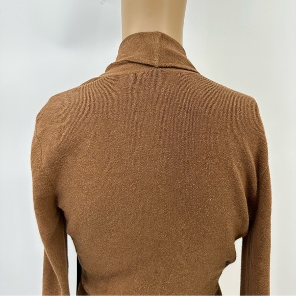 Nic + Zoe Faux Wrap Buckle Tan Knit Long Sleeve Sweater Size Small - Picture 6 of 8